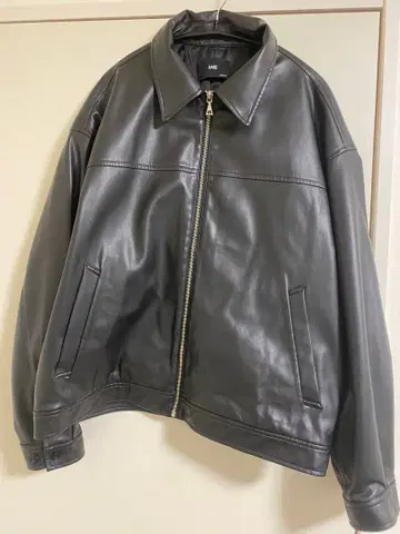 HARE 블랙 페이크 레더 자켓