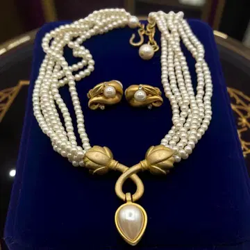 고품질 빈티지 귀찌 모조 진주 목걸이 세트