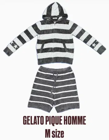 젤라또피케옴 보더 후드티 & 하프 팬츠 셋업