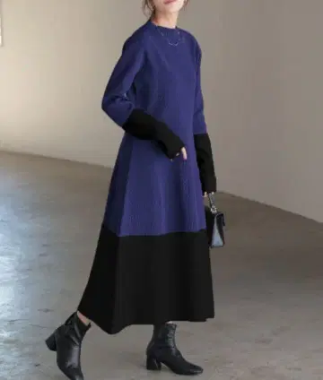 HUG.U 하그유 A라인 니트 원피스 종아리 기장 프리 사이즈