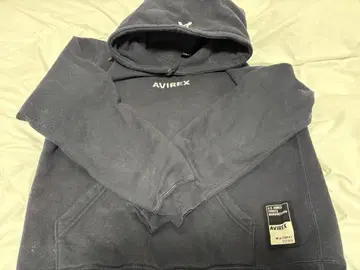 AVIREX 다크 그레이 후드 부착 후드티