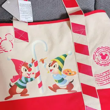 [택 포함 새상품] 칩과 데일 토트백 크리스마스 디즈니 스토어