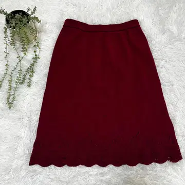 [ Ladyl ] 레이스 니트 스커트 빨간색 안감 부착 허리밴딩 넉넉한