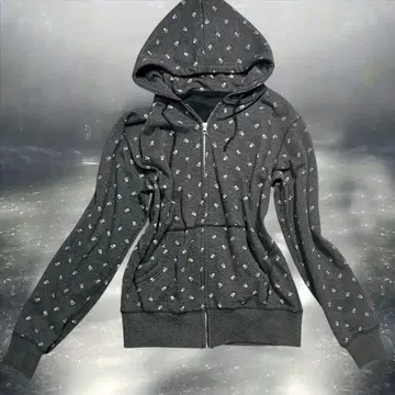 00s 스컬 해골 도트 후드티 다크 락 펑크 y2k