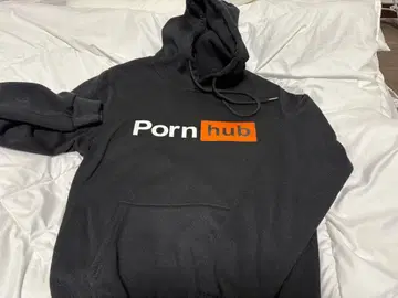 Pornhub 후드 부착 후드티 블랙