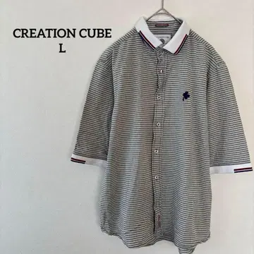 CREATION CUBE 보더 피케 셔츠 L 사이즈
