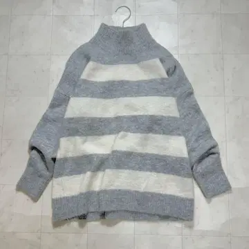 ANAYI 모헤어 혼방 바이컬러 보더 니트 스웨터 모헤어 울