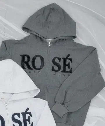 차콜 로제 뮤즈 Fur logo zip hoodie 새상품