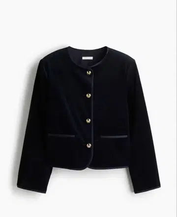 [ H&M 품절 상품 ] 네이비 벨벳 노카라 자켓