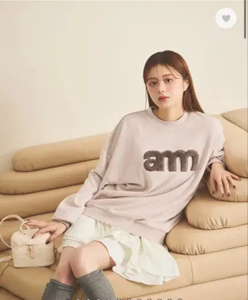 An MILLE 퍼 로고 맨투맨 핑크