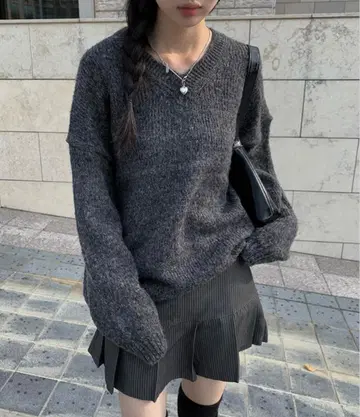 anyonemore 에니원모아 V넥 니트 루즈 상의 한국