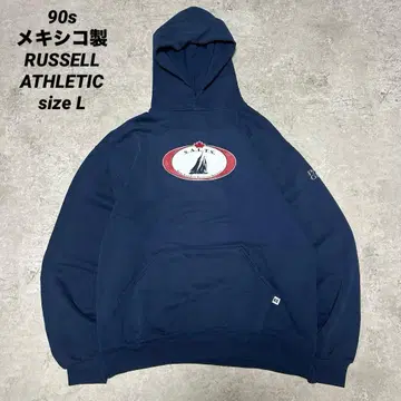 90s 멕시코제 RUSSELL ATHLETIC 기업 네이비 후드티 L