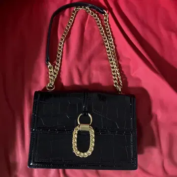 ZARA 크로커다일 패턴 블랙 체인 숄더백