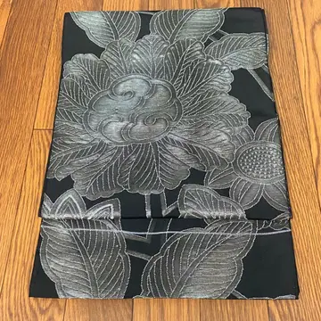 순수 실크 6통 후쿠로 오비 모노톤 꽃무늬