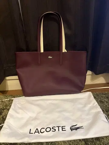 LACOSTE 화이트 퍼플 토트백