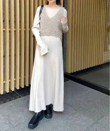 미스틱 니트 베스트 원피스 세트