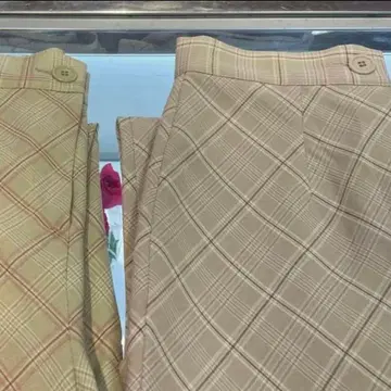 the virgins 체크 플레어 팬츠 베이지