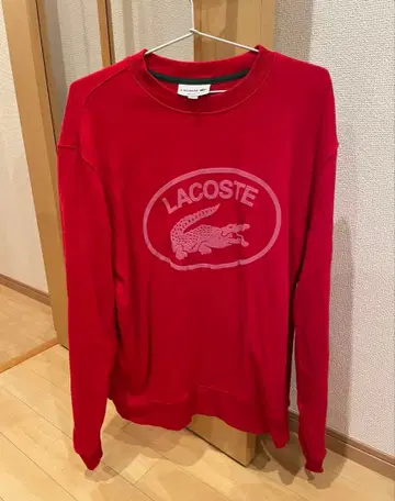 LACOSTE 로고 레드 맨투맨