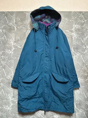 [80년대~] L.L.Bean 나일론 코트 체크 라이너 퍼플 x 네이비