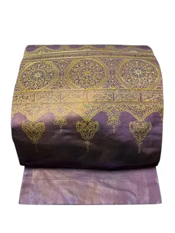 s192 나고야 오비 순수 실크 자수 가지색 리메이크