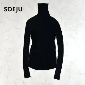 [ SOEJU ] 터틀넥 니트 스웨터 캐시미어 워셔블 블랙 L