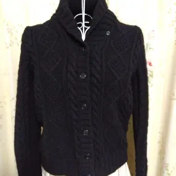 랄프 로렌 블랙 숄 칼라 케이블 니트 가디건