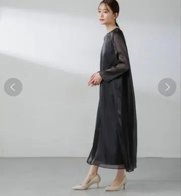 Kaene/라메 샴브레이 드레스 블랙