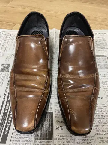 REGAL 브라운 가죽 슬립온 가죽 신발