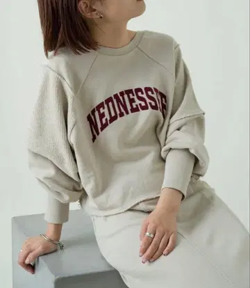 kastane SETUP 크롭 로고 맨투맨, 맨투맨 롱 스커트