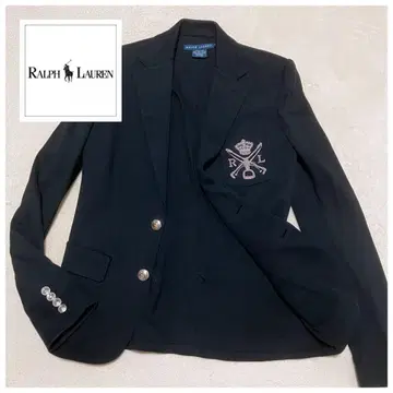 랄프 로렌 테일러드 자켓 실버 로고 자수 실버 장식 버튼