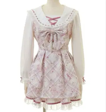 리즈리사 Sewing Bear 패턴 셋업 화이트 양산형