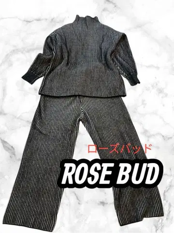 ROSE BAD 로즈버드 블랙, 화이트 리브 니트 팬츠 셋업