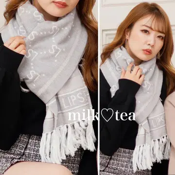 택 포함 새상품 립 서비스 LS 모노그램 머플러 그레이