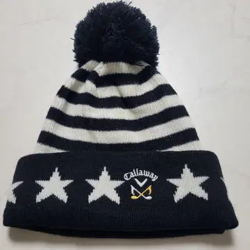 Callaway 스트라이프 니트 모자 폼폼 포함