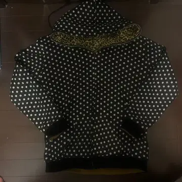 리버서블 후드티 도트 레오파드 무늬 도트 후디 풀 집업 y2k