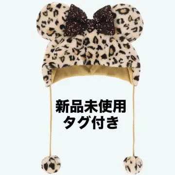 디즈니 팬캡 레오파드 무늬 미니 브라운