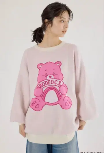 [ 선착순 ] 로데오 크라운 케어베어 니트 핑크 니트 케어베어 콜라보