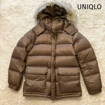 유니클로 미사용 다운 자켓 퍼 브라운 M