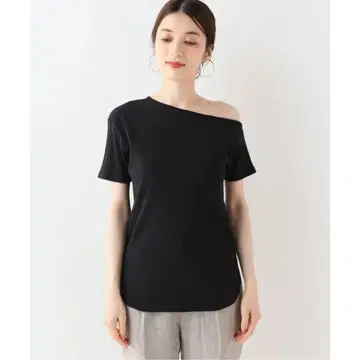 프레임워크 랜덤 리브 원숄더 티셔츠 반팔