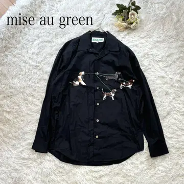mise au green 긴팔 셔츠 개 자수 애니멀 루즈핏 M