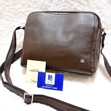 레어 긴자 타니자와 숄더백 카메라백 주름 가죽 지퍼 브라운