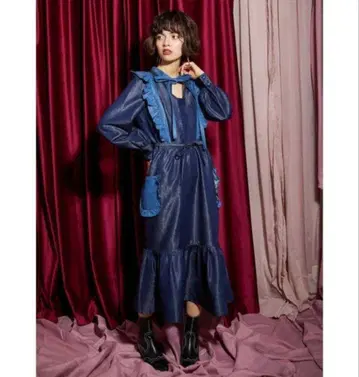 dear sister hood 프릴 데님 롱 원피스 프리 사이즈