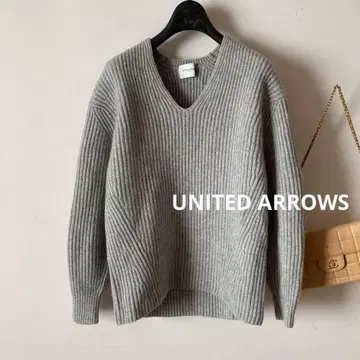 유나이티드 애로우즈*두툼한 울 리브 니트*그레이