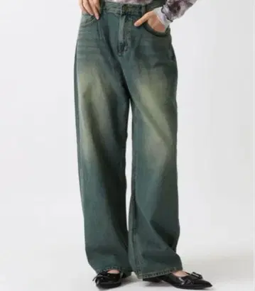 택 포함 미사용 FOREVER 21 오버 다이 와이드 데님