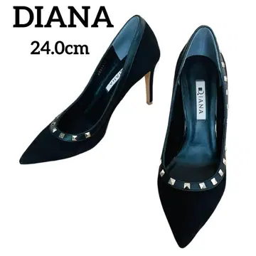 [새상품급] DIANA 다이애나 스터드 장식 블랙 하이힐 24.0cm