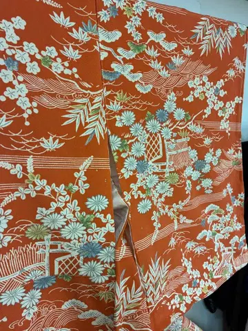 레트로 코몬 기모노 사계절 풀꽃 무늬 고전 패턴