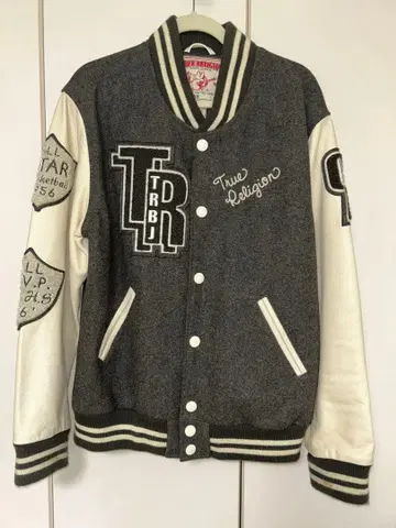 트루 릴리젼 바시티 자켓 그레이/화이트