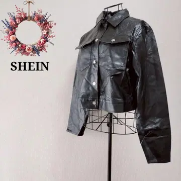 쉬인 페이크 레더 자켓 크롭 00s Y2K 라이더스 M