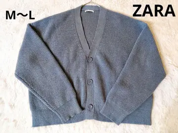 ZARA 니트 가디건 오버 실루엣 그레이쉬 블루 빅 M