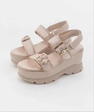 RANDA 펄 버클 웨지 스포츠 샌들 핑크